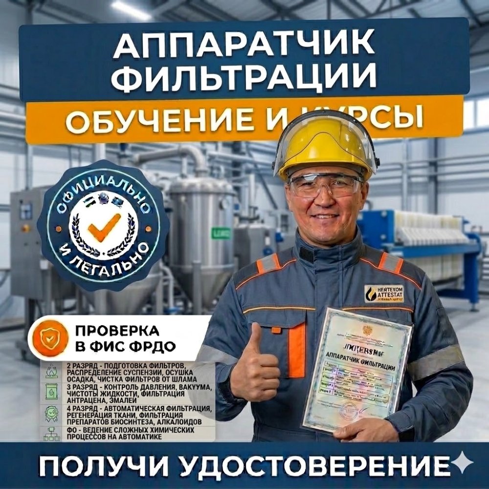 Получи удостоверение аппаратчика фильтрации в Уфе