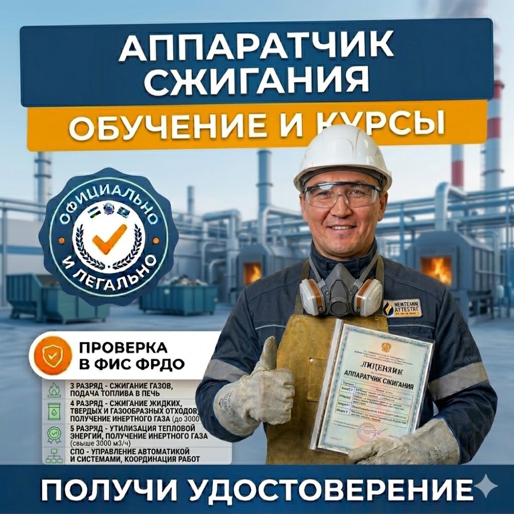 Получи удостоверение аппаратчика сжигания в Уфе