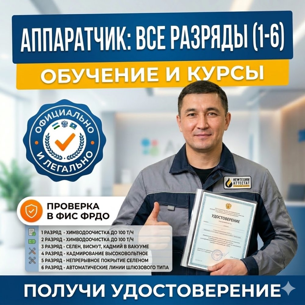 Получи удостоверение аппаратчика в Уфе