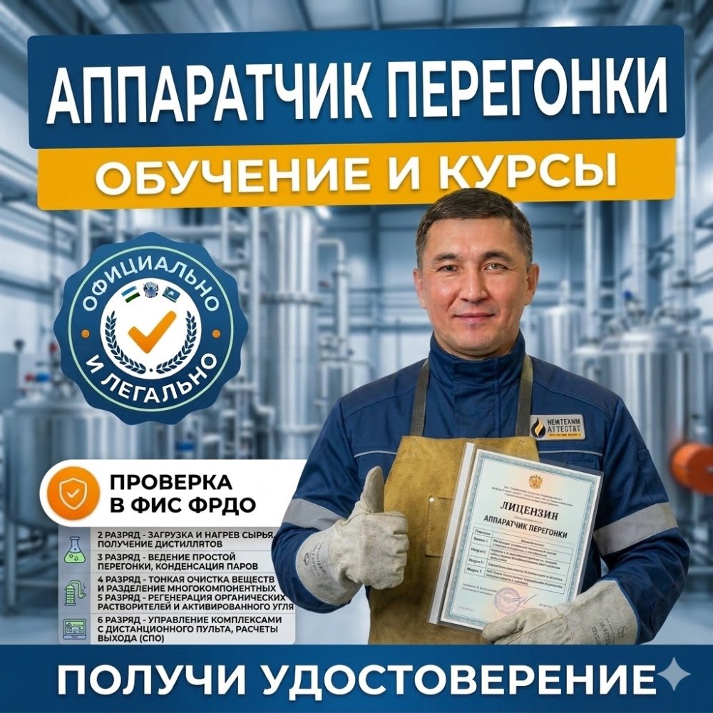 Получи удостоверение аппаратчика перегонки в Уфе