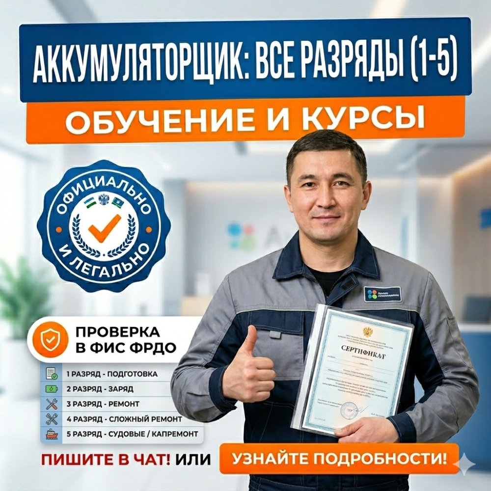 Получи удостоверение аккумуляторщика в Уфе