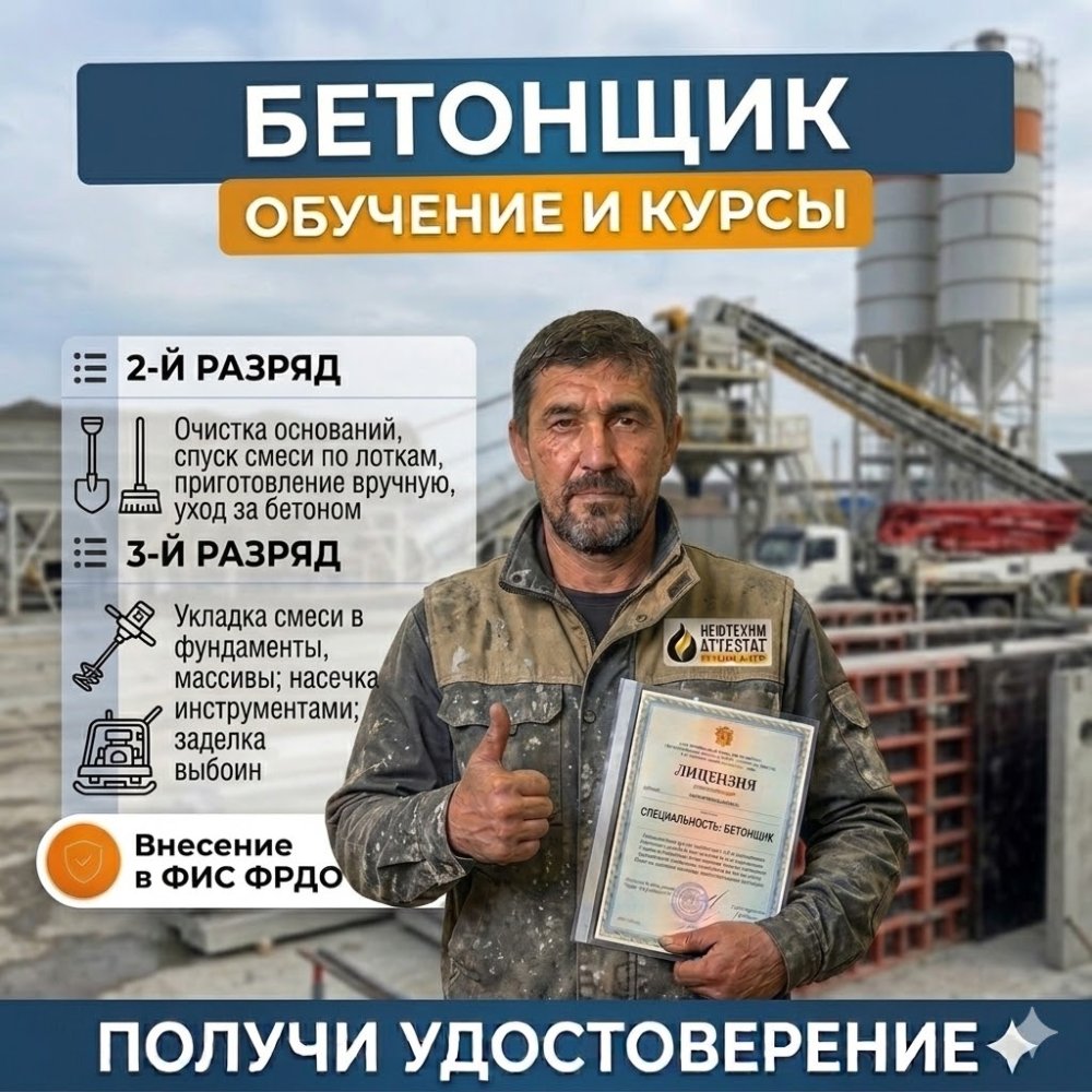 Получи удостоверение Бетонщика в Уфе