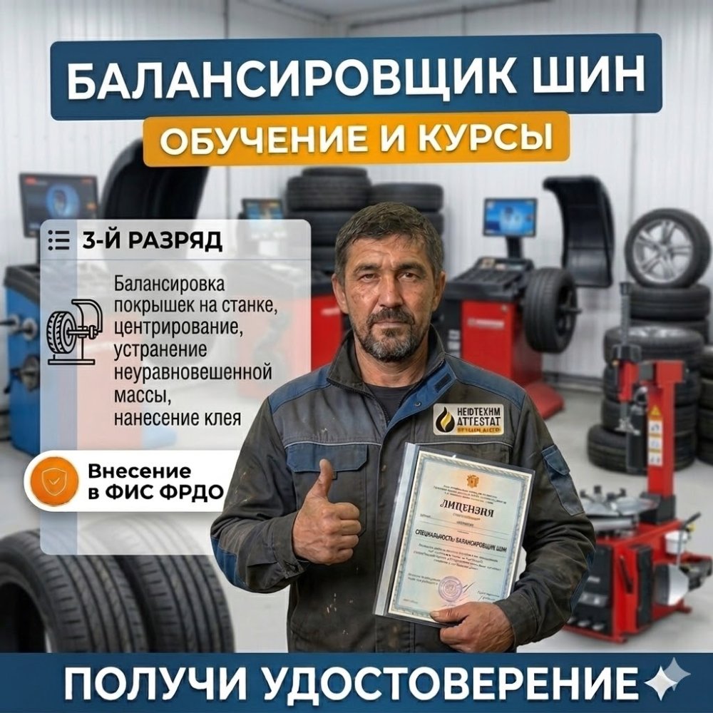 Получи удостоверение балансировщика шин в Уфе