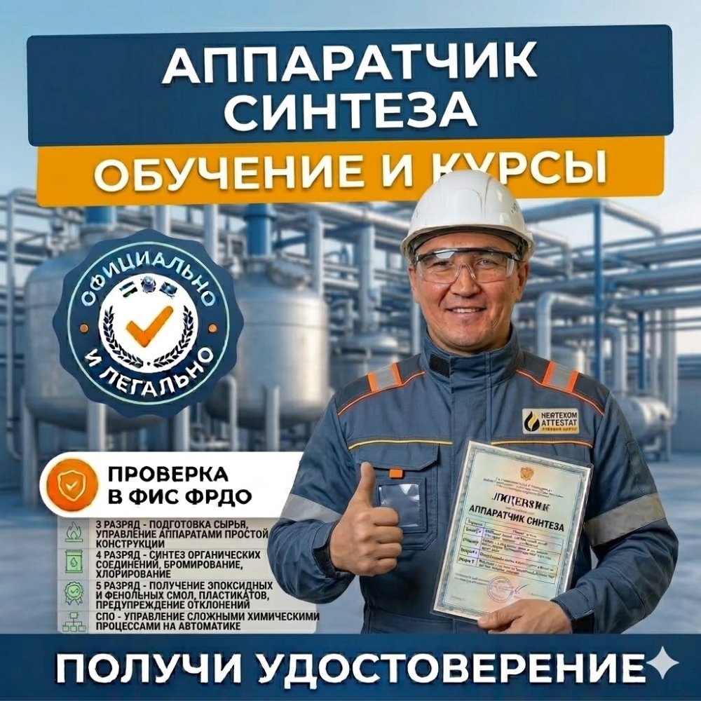 Получи удостоверение аппаратчика синтеза в Уфе