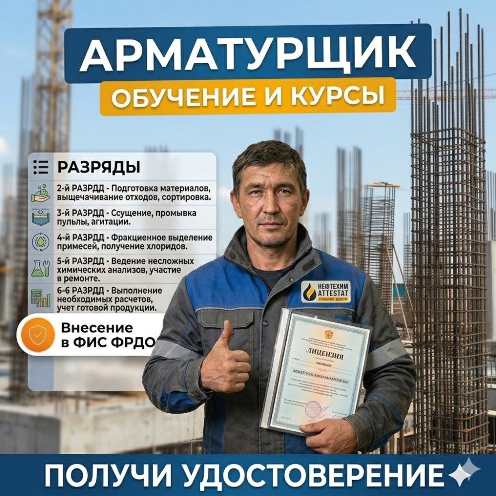 Получи удостоверение арматурщика в Уфе