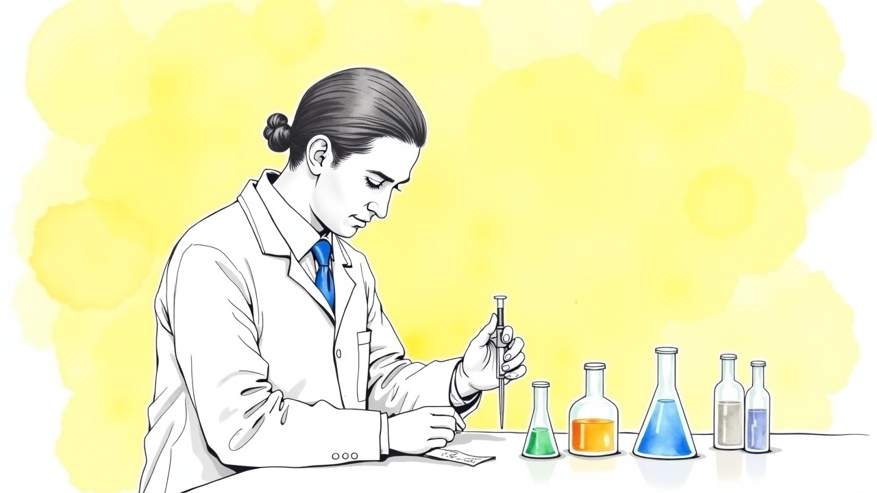 Лаборант химического анализа за работой в профессиональной лаборатории