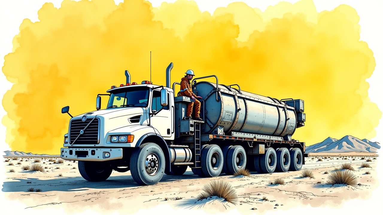 Машинист за работой на установке возбуждения сейсмических сигналов в 2026 году